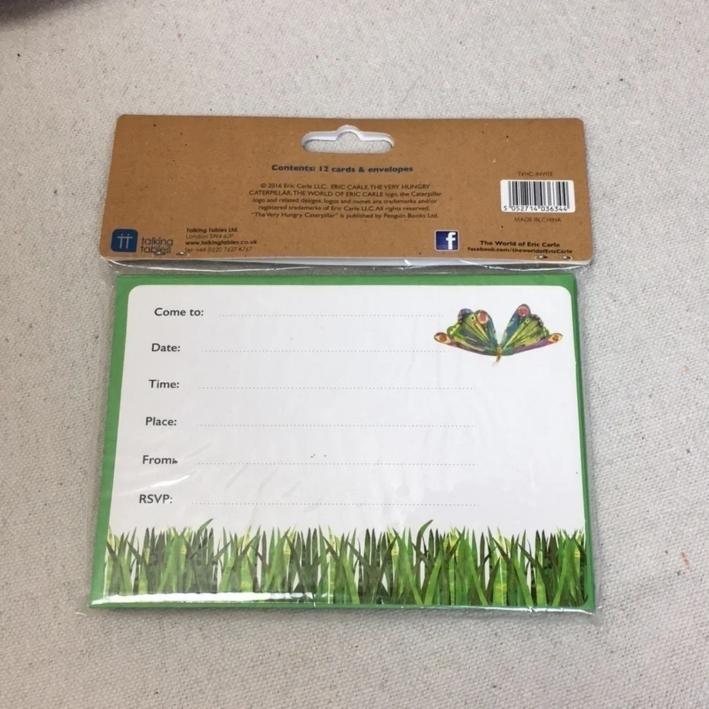 Eric Carle caterpillar invitations/envelopes NEW